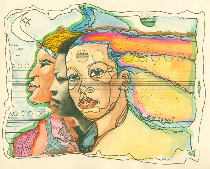 mage:  Amazon 3.  Watercolored Print.   c. 1982-2011, AfraShe Asungi: